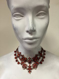 Indian red Swarovski crystals on an antique copper finish. Chain is adjustable. Vintage Red Choker For Party, Vintage Red Metal Choker, Red Metal Choker For Party, Princess Choker, Copper Finish, Choker Necklaces, Antique Copper, Swarovski Crystals, Choker