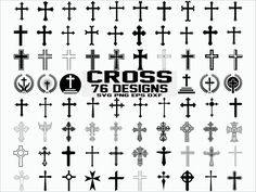 the cross designs logo is shown in black and white, with different crosses on it