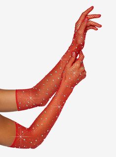 Rhinestone Gloves, Colorful Gloves, Opera Length Gloves, Gloves Dress, Red Fishnets, Fishnet Gloves, Rhinestone Fishnets, Mesh Gloves, Costume Gloves