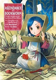 an anime character with blue hair holding up a frame