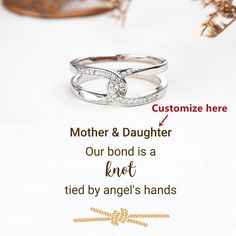 Mother & Daughter - Tied By Angel's Hands Twisted Knot Ring - To My Daughter Interlocking Ring - 925 Sterling Silver Wedding Ring For Her - Mother & Daughter Ring - Mother & Daughter Forever Linked Together Knot Ring - Dainty Minimalist Ring For Women - Gift For Mom Daughter - Wedding Gifts - Gift From Mom - Inspirational Jewelry - To My Daughter Ring - To My Mom Gift - Fashion Jewelry - Family Gifts - Sister Gifts - Friendship Gifts - Best Friend Gifts - Birthday Gifts - Mother's Day Gifts - An Mother Daughter Bond, Mother Daughter Rings, Daughter Ring, Daughter Wedding Gifts, Mother Daughter Bonding, Interlocking Ring, Silver Ring For Women, Wedding Ring For Her, Sterling Silver Wedding Rings