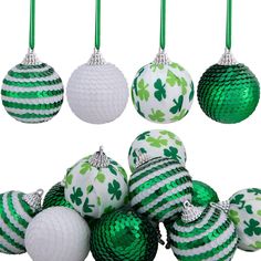 PRICES MAY VARY. Package: you will receive 12 pieces of sequin white green Clover hanging ornament balls, sufficient quantity and style can meet your decoration needs, making your home full of festival atmosphere Material: our Irish decorative balls are made of sequin foam material, beautiful and delicate; They can match with other white green themed decorations well, serviceable to be applied for multiple times Exquisite Size:The size of the ball is 1.96inches.The beautiful creations hanging ba Good Luck Clover, Irish Festival, Irish Party, Irish Clover, Green Shamrock, St Patrick's Day Decorations, Xmas Tree Decorations, Clover Green, Ball Ornaments