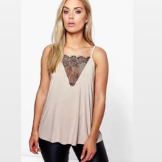 Nwt Boohoo Plus Lace Panel Detail Camisole Cami Outfit, Satin Cami Top, Casual Skirt Outfits, Love Clothing, Plus Size Kleidung, Pastel Hues, Ladies Dress Design, Cami Top, Designer Wedding Dresses