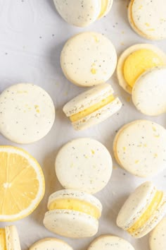 lemon and white macaroni cookies on a table