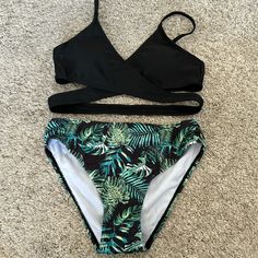 Never Worn. Kids Swimsuits Bikinis Size 7/8, Kids Swimming, Bathing Suit, Black Green, Kids Shop, Swimming, Green, Black, Color