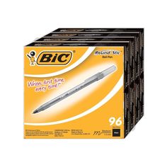 a boxed box of bic whiteboard markers with black ink on the top and bottom