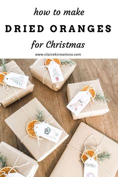 presents wrapped in brown paper and tied with twine on top of a wooden table