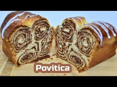 a loaf of cinnamon swirl bread on a cutting board with the words poivtica