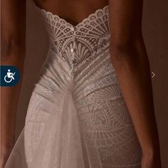 the back of a woman's white wedding dress