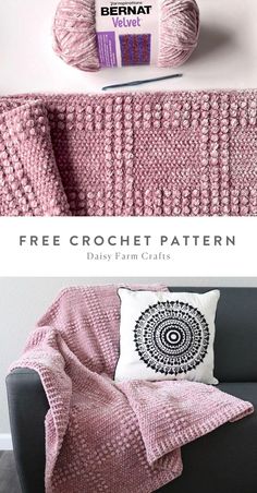 a crochet blanket with the text free crochet pattern on it