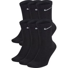 Keep your feet dry and comfortable with these Nike cushioned crew training socks. Click on this MEN'S GUIDE to find the perfect fit and more! 6 packThick terry sole for comfort and impact absorption Dri-FIT technology wicks away moisture Ribbed arch band offers a supportive feelCrew silhouette covers your ankle & lower calf FABRIC & CARE Cotton, polyester, spandex, nylon Machine wash Imported Size: 6-8. Color: Black. Gender: male. Age Group: adult. Nike Socks, Black Socks, Boys Nike, White Nike, Going Out Outfits, 6 Packs, Mens Socks, Nike Dri Fit, Karl Lagerfeld