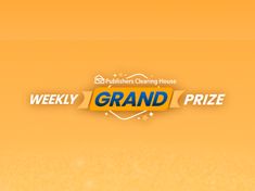 a yellow background with the words grand prize written in blue and orange on it's side