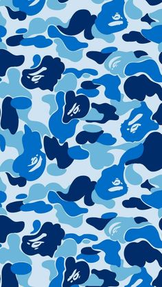 blue camouflage print background with white circles