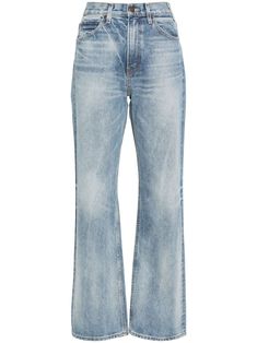 blue denim whiskering effect belt loops classic five pockets straight leg concealed fly and button fastening Denim Day, Nili Lotan, Summer Jeans, High Rise Jeans, Wide Leg Jeans, Straight Jeans, Straight Leg Jeans, Blue Denim, Straight Leg