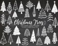 a chalkboard with christmas trees drawn on it