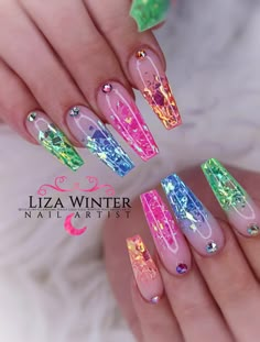 Rainbow Nails Design, Colorful Nail, Colorful Nails, Nail Products, Nail Envy, Nails 2020, Nail Swag, Summer Acrylic Nails