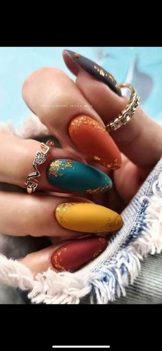 Nails And Rings, Nails Yellow, Fall Gel Nails, Cute Nails For Fall, Fall Acrylic Nails, Thanksgiving Nails, Fall Nail Art, Fall Nail Colors, Autumn Nails