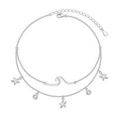 PRICES MAY VARY. The Wave and Starfish anklet are made of genuine sterling silver, Won't change color or get dark. Nickel Free. Total length 11 inches: 10 inches with 1 inches extender can adjust to your size. An easy way to measure your ankle is to wrap a string around your ankle and measure the exact length of the string. Great gifts for daughter, friend, bride, sister, mother, lover and wife.This anklet accessories make you look more charming and attractive. Free eFree exquisite gift wrap: gi Anklet Jewelry Silver, Cute Silver Anklets, Cheap Silver Anklets For Beach Season, Elegant Silver Anklets For The Beach, Silver Anklets For The Beach, Silver Anklets With Ankle Strap For Beach, Anklet Accessories, Blue Anklets With Starfish Charm As Gift, Sterling Silver Anklets