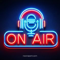 On Air LED Neon Sign - NeonXpert On Air Light, On Air Sign, Radio Playlist, Music Album Art, Air Signs, Light Up Signs, Sign Board, Latin Music, Internet Radio