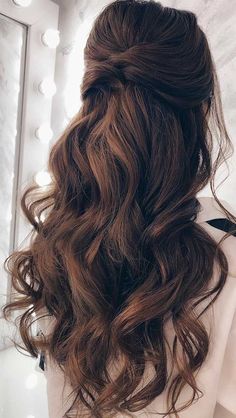 43 Gorgeous Half Up Half Down Hairstyles #Gorgeous #Half #Half #Down #Hairstyles Partial Updo, Wedding Hair Down, Half Up Half Down Hair, Long Wavy Hair, Wedding Hairstyles For Long Hair, Half Up Hair, Wedding Hair And Makeup