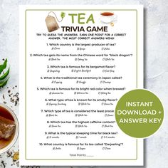 tea trivia game with answers and instructions