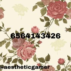 a floral wallpaper with pink and red roses on it's side, which is the same color as the background