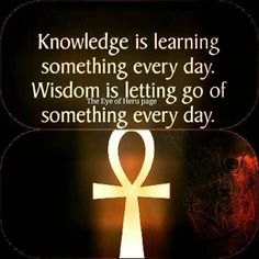 an egyptian symbol with the words, `'knowledge is learning something every day wisdom is letting go of something every day