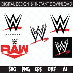 various logos for the wwe wrestling team