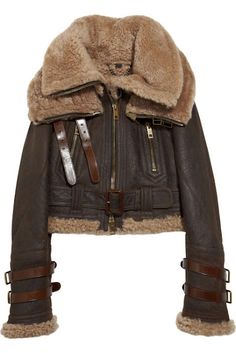 Burberry Shearling Aviator Jacket. Want. Burberry Prorsum, Flight Jacket, Brown Leather Jacket, Shearling Jacket, Mode Vintage, Outerwear Jackets, Gq