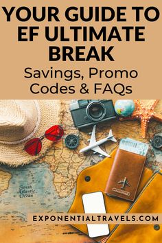 a map with the words your guide to ultimate travel break saving, prom and faqs