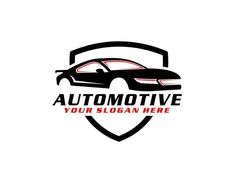 a car logo with the word automotive on it's front and back end,