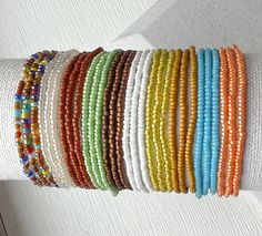 Seed Bead Stretch Bracelet Dainty Stacking Bracelets Stackable Bracelet  Trendy Jewelry Stack Bracelet Set * Listing is for a single bracelet  * Made from glass seed beads from around the world* * Tiny glass seed beads (approximately 2-3mm size 11) * Available in multiple sizes * Strung on durable beading elastic. 🦋 BUILD A STACK Purchase bracelets from this collection and our other collections for a look that is unique to you and your wardrobe. Find your way back to our shop easily- https://et Find Your Way Back, Jewelry Stack, Bracelet Trendy, Single Bracelet, Stack Bracelet, Stacking Bracelets, Find Your Way, Bracelet Dainty, Stacked Jewelry