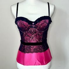 Frederick’s Of Hollywood Corset Like New Size Small Adjustable Ribbon Corset Back Satin And Lace With Velvet Ribbon Details Side Hook Closure #Corset #Burlesque #Bustier #Mcbling Ribbon Corset, Frederick’s Of Hollywood, Corset Back, Fredericks Of Hollywood, Velvet Ribbon, Shapewear, Women's Intimates, Black Pink, Hollywood