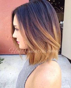 This cut and color is awesome, although is my hair the same texture? Brown Ombre Hair, Short Straight Hair, Shoulder Length Hair Cuts, Haircuts Straight Hair, Short Hair Color, Haircut And Color, Ombre Hair Color, Medium Hair Cuts, Looks Chic