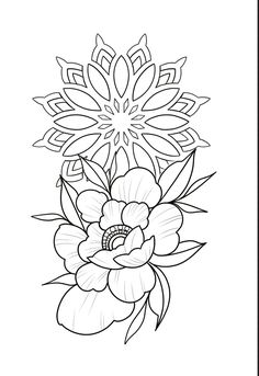 Floral Com Mandala, Koi Fish Drawing Tattoo, 108 Tattoo, Traditional Tattoo Outline, Dotwork Tattoo Mandala, Black And White Flower Tattoo, Geometric Flower Tattoo, Chest Tattoo Stencils, Knee Tattoos