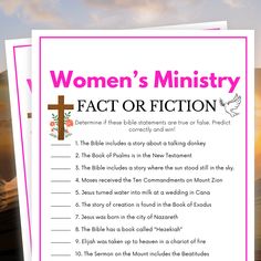 the women's ministry fact or fiction is shown on top of two sheets of paper