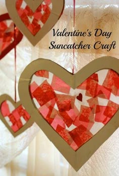 valentine's day suncather craft made with paper hearts