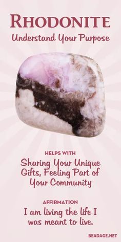 Rhodonite Affirmation, Rhodonite Meaning, Life's Purpose, Healing Gemstones, Chakra Healing Crystals