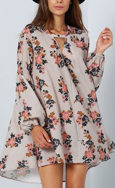 Grey Long Sleeve Floral Dress Bohol, Boho Girl, Long Sleeve Floral Dress, A Dress, Chiffon Dress, African Fashion, Cute Dresses, Dress To Impress, Women Long Sleeve