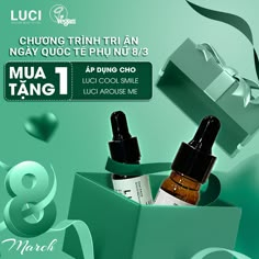 an advertisement for mua tang's new products, including two bottles and one bottle