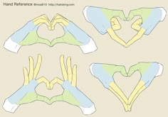 four hands making a heart shape with their fingers and thumbnails in different colors