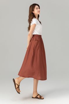 A line summer midi skirt with pockets 4905 – XiaoLizi Solid Color Midi Length Bottoms For Summer, Summer Workwear Knee-length Skirt, Summer Midi Skirt With Pockets, Summer Bottoms With Pockets, Midi Length, Chic Long Skirt With Side Pockets, Casual Summer Skirt With Pockets, Summer Solid Color Midi Skirt, Solid Color Midi Skirt For Summer, Spring Voluminous Skirt With Pockets