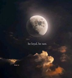 the moon and clouds are lit up in the night sky with an inspirational quote on it