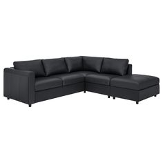 FINNALA Sectional, 4-seat corner, With open end/grann/bomstad black, Height including back cushions: 33 1/2 ". FINNALA sectional sofa can grow and change with a home and the family. Choose how many seats, the look and function to create a sofa that suits you. A clean design and long-lasting comfort are included. Coated fabric parts: 25 % cotton. Vimle Sofa, Ikea Corner Sofa, Ikea Vimle, Cosy Sofa, Fabric Sectional Sofas, U Shaped Sofa, Sofa Accessories, Corner Sofa Bed, Fabric Sectional