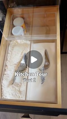 the kitchen tour part 2 is displayed in an open drawer with silverware and spoons