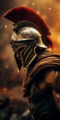 a close up of a roman soldier in armor