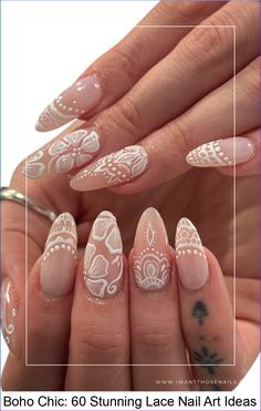 Follow @OverglowEdit for more nail inspo! Fall nail inspiration autumn, fall floral nails, fall flower nails, october nails fall, fall nails 2022, fall nail designs Lace Nail Design, Mandala Nails, Indian Nails, Bridal Nails Designs, Lace Nail Art, Henna Nails, Boho Nails, Retro Nails