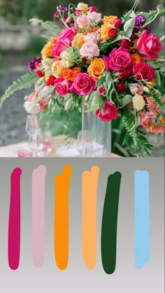 a vase filled with colorful flowers on top of a table