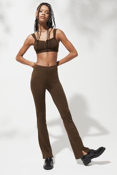 Switch up your go-to silhouette with the High-Waist Pinstripe Zip It Flare Legging, made with our sculpting, breathable interlock fabric. It has a skinny waistband and invisible zippers at inside legs, so you can customize your flare. Soft & breathable interlock fabric Designed & uniquely fit to flatter every size Wear-tested by our in-house team for the perfect fit High-Waist Pinstripe Zip It Flare Legging in Espresso/Black, Size: XS | Alo Yoga® Alo Yoga Leggings, Boot Cut Leggings, Flare Legging, Pinstriping Designs, Alo Yoga Pants, Everyday Bra, Back Women, Tennis Dress, Alo Yoga