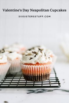 valentine's day neapolian cupcakes on a cooling rack